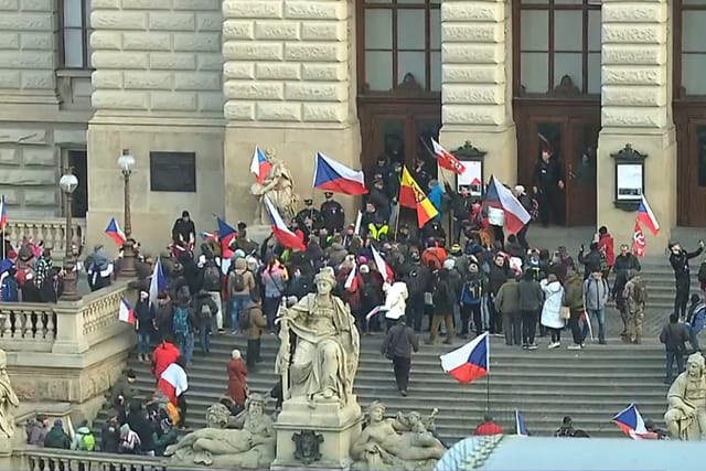 Під час демонстрації 11 березня 2023 року | Фото: Česká televize,  ČT24