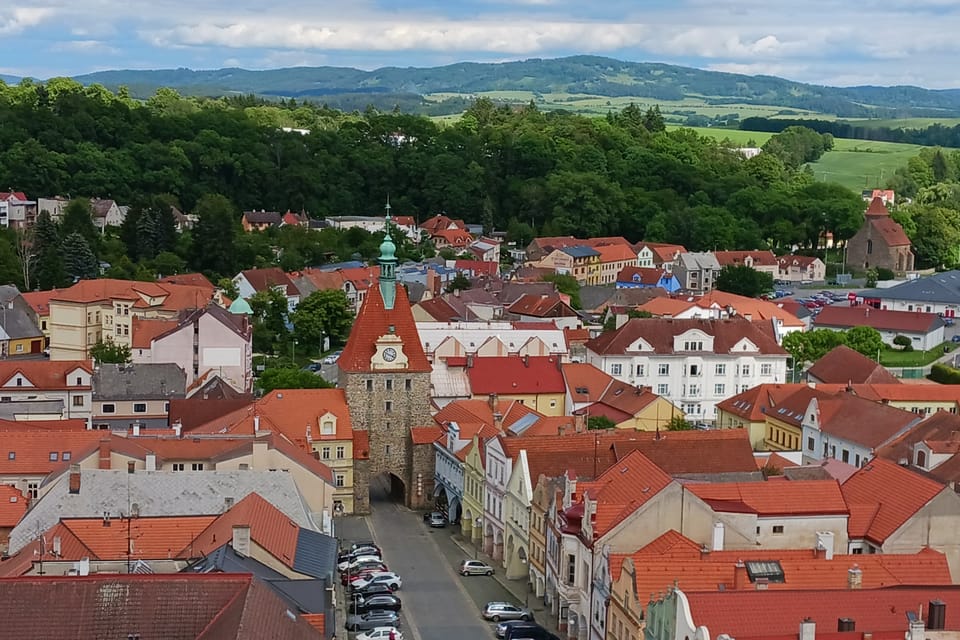 Місто Домажліце,  погляд із вежі | Фото: Magdalena Hrozínková,  Radio Prague International